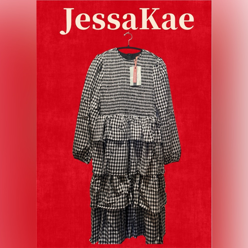 JessaKae Gather Smocked Gingham Dress - NWT - Picture 5 of 9